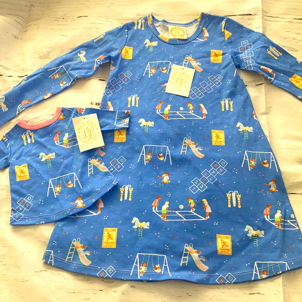 NWT The Beaufort Bonnet Company Playground Print Dress & Dolly Dress 5